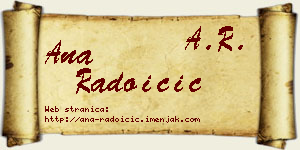 Ana Radoičić vizit kartica